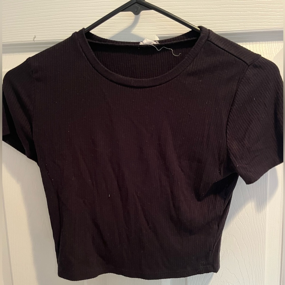 Garage Black Ribbed Crop Top